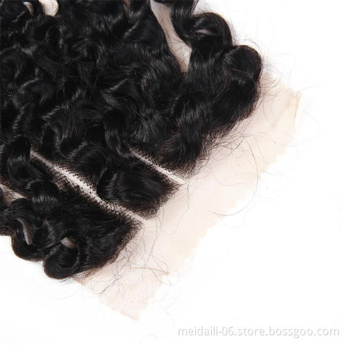 3 way part closure cheap virgin brazilian hair large stock 4*4 kinky curly lace closure